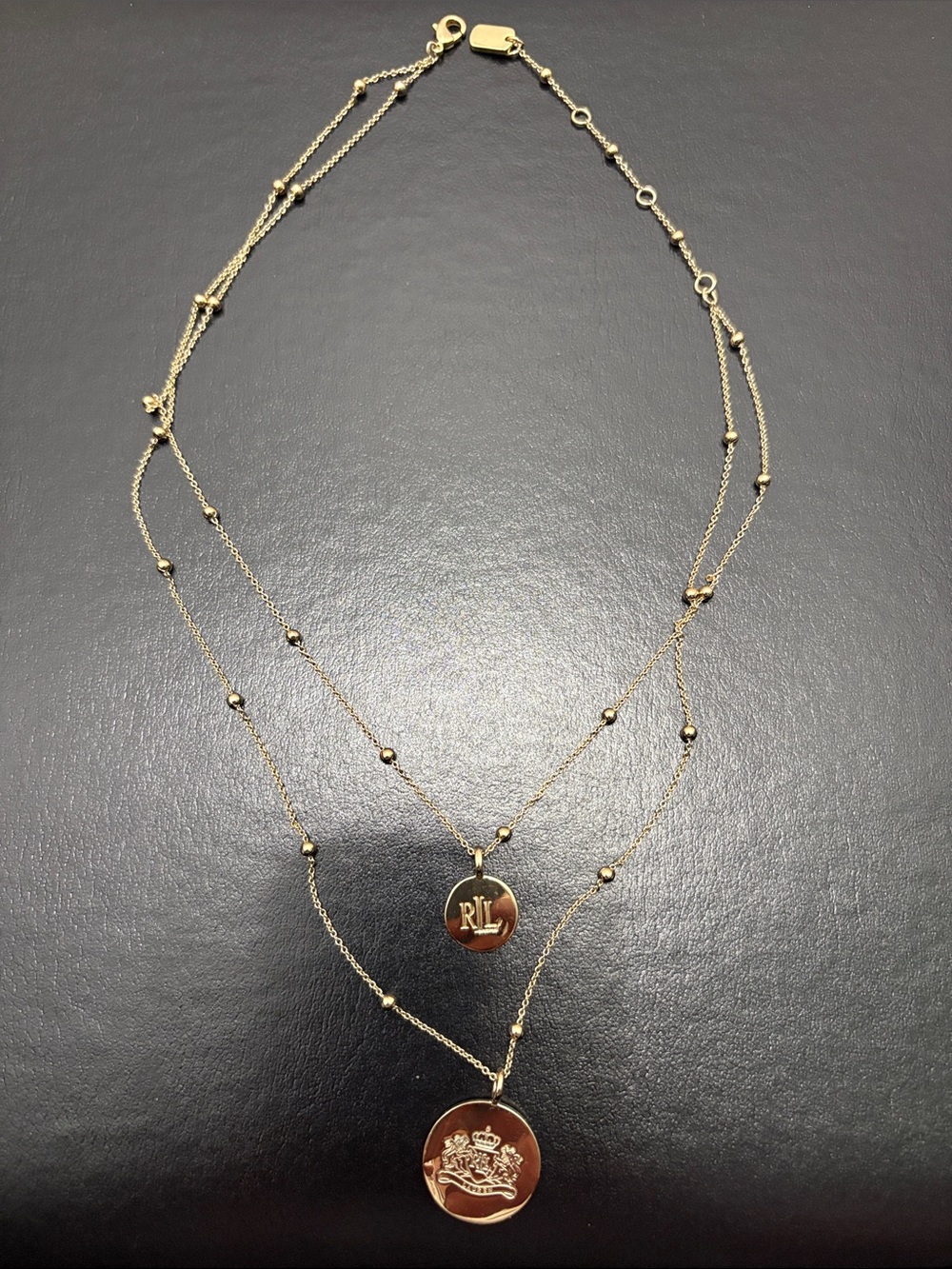 Ralph Lauren Gold-Tone Double Layer Medallion Necklace